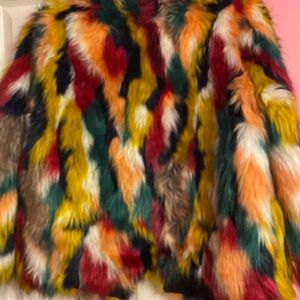 Jealous Tomato Multicolored faux fur jacket** FINAL SALE**